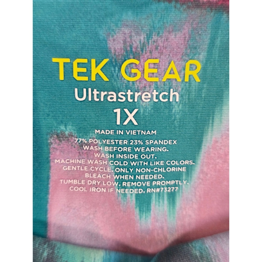 Tek Gear Ultrastretch Leggings Womens 1X Multicolor Abstract Pocket Yoga Pants - Picture 10 of 11